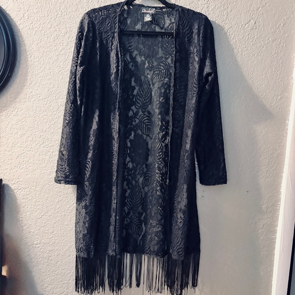 Questions Jackets & Blazers - Vintage Black Lace Fringe Jacket Size Medium
